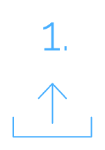 Step 1 up arrow icon representing upload catalog product feed
